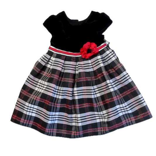 Jona Michelle Girls Black | Red Plaid Special Occasion Dress Size: 3T Black | Red Plaid