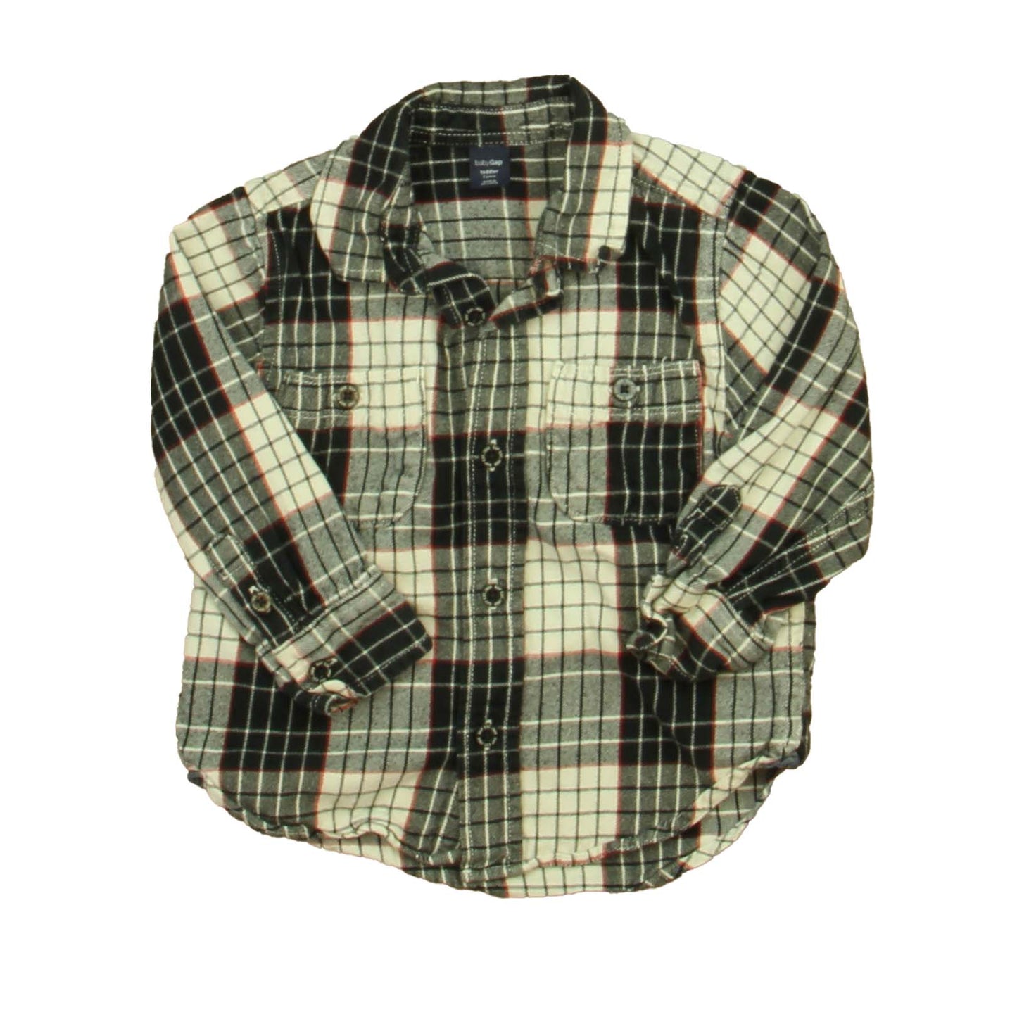 Gap Boys Black | Red Plaid Button Down Long Sleeve Size: 2T Black | Red Plaid