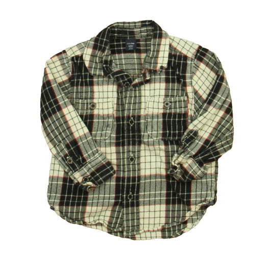 Gap Boys Black | Red Plaid Button Down Long Sleeve Size: 2T Black | Red Plaid