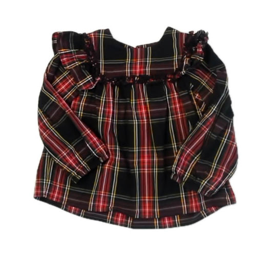 Crewcuts Girls Black | Red Plaid Blouse Size: 6-7 Years Black | Red Plaid