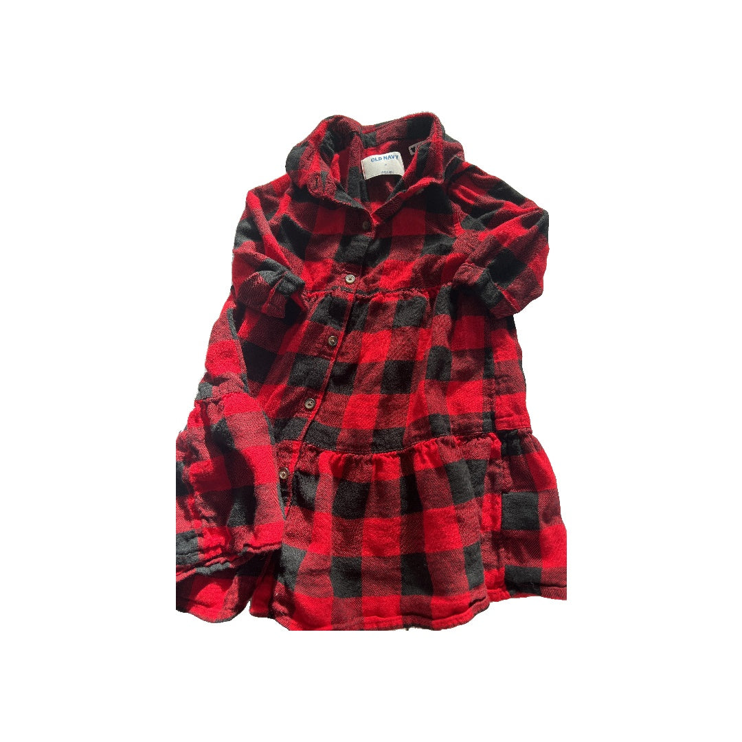 Old Navy Girls Black | Red | plaid Dress Size: 3T Black | Red | plaid