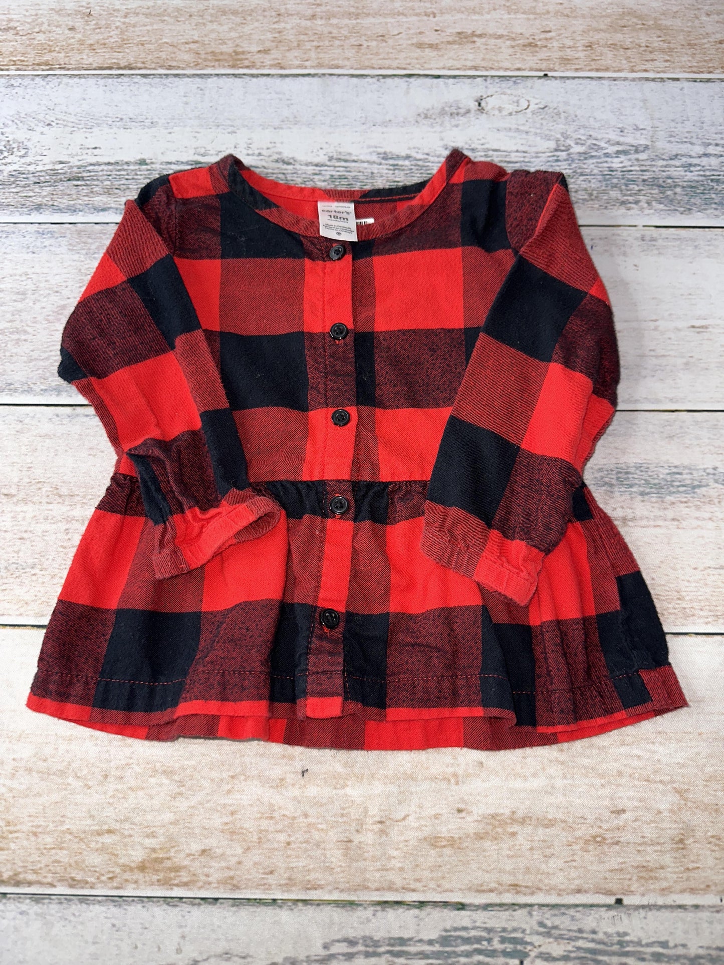 Carters Girls Black | Red Long Sleeve T-Shirt Size: 18 months Black | Red