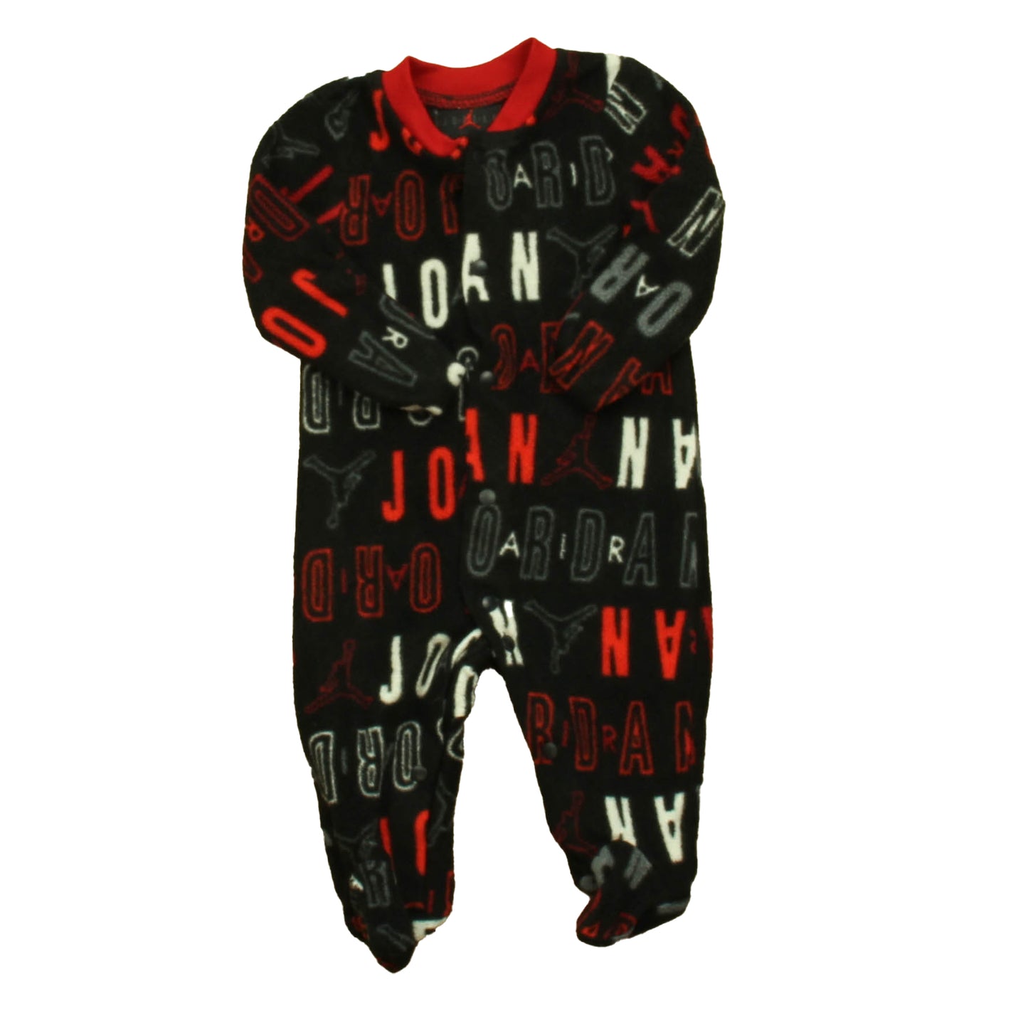 Air Jordan Boys Black | Red 1-piece footed Pajamas Size: Newborn Black | Red