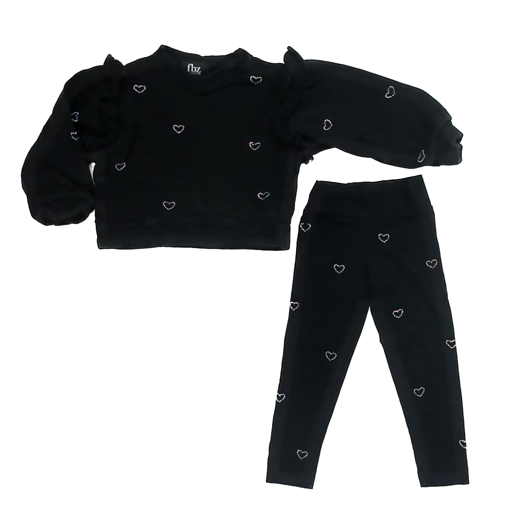 Flowers By Zoe Girls Black Rhinestone Apparel Sets Size: 4T Black Rhinestone
