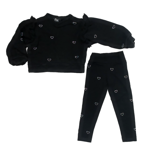 Flowers By Zoe Girls Black Rhinestone Apparel Sets Size: 4T Black Rhinestone