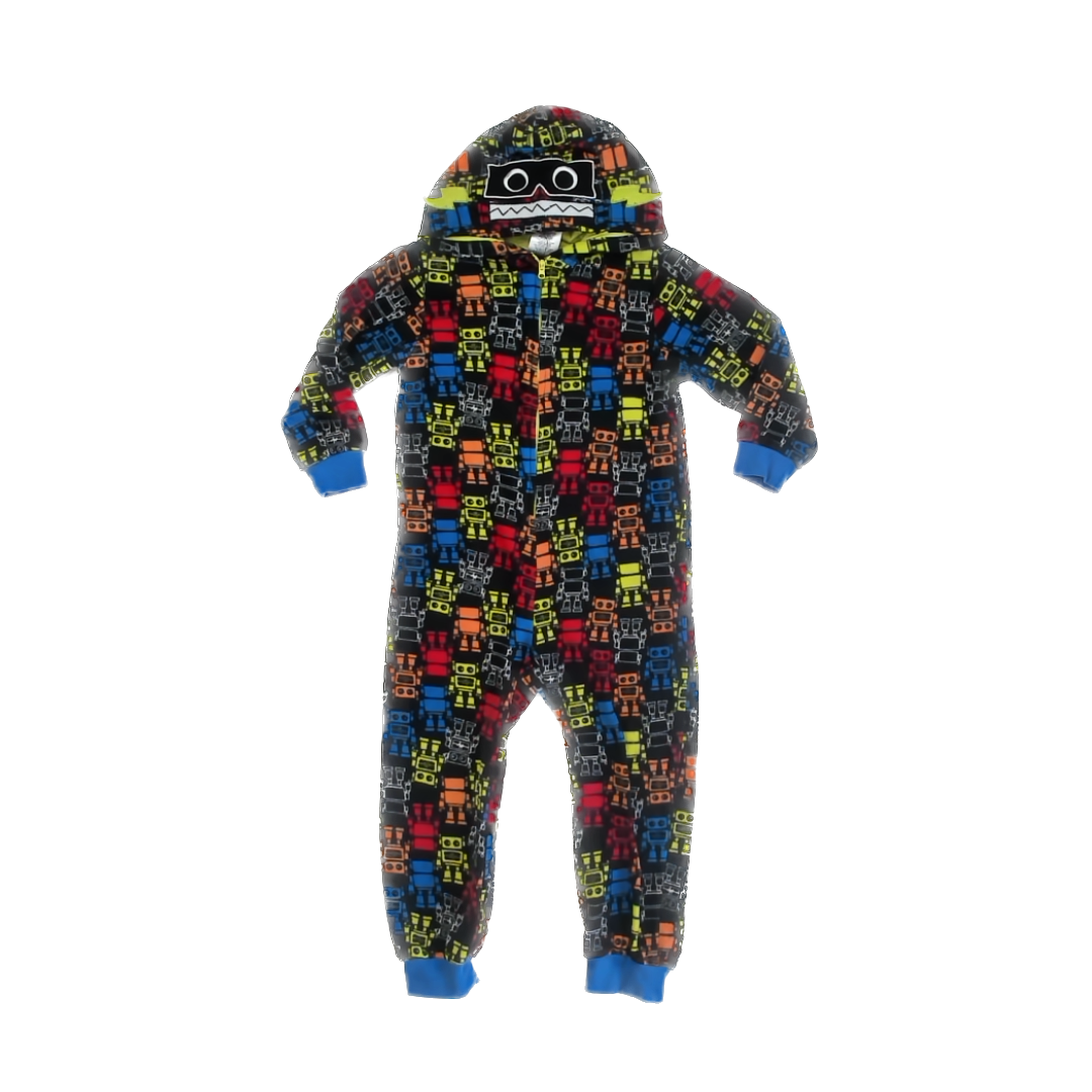 Sleep On It Boys Black Robot Fleece 1-piece Non-footed Pajamas Size: 4-5T Black Robot Fleece