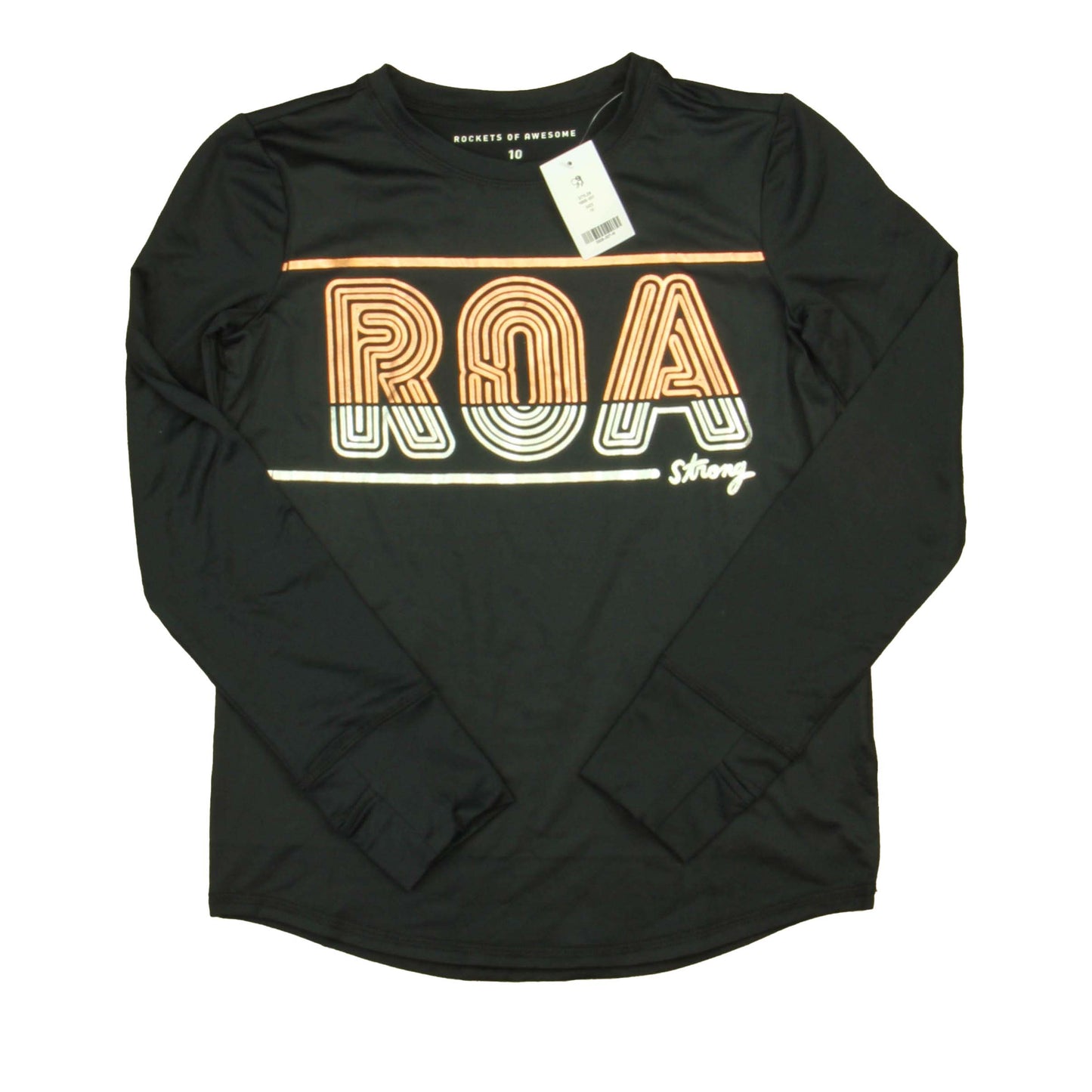 Rockets Of Awesome Girls Black | Rose Gold | Silver Long Sleeve T-Shirt Size: 10 Years