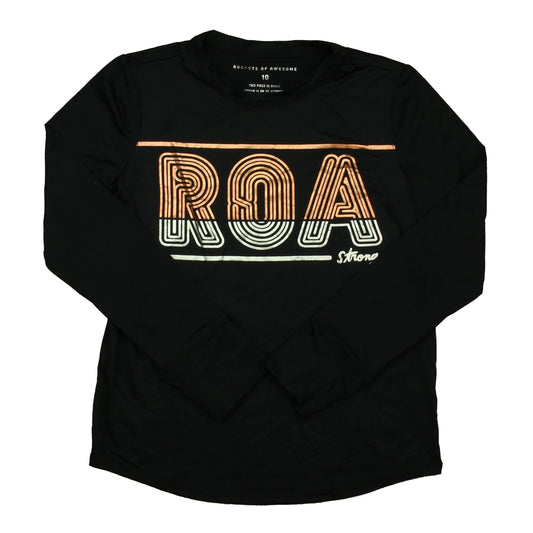 Rockets Of Awesome Girls Black | Rose Gold Long Sleeve T-Shirt Size: 10 years