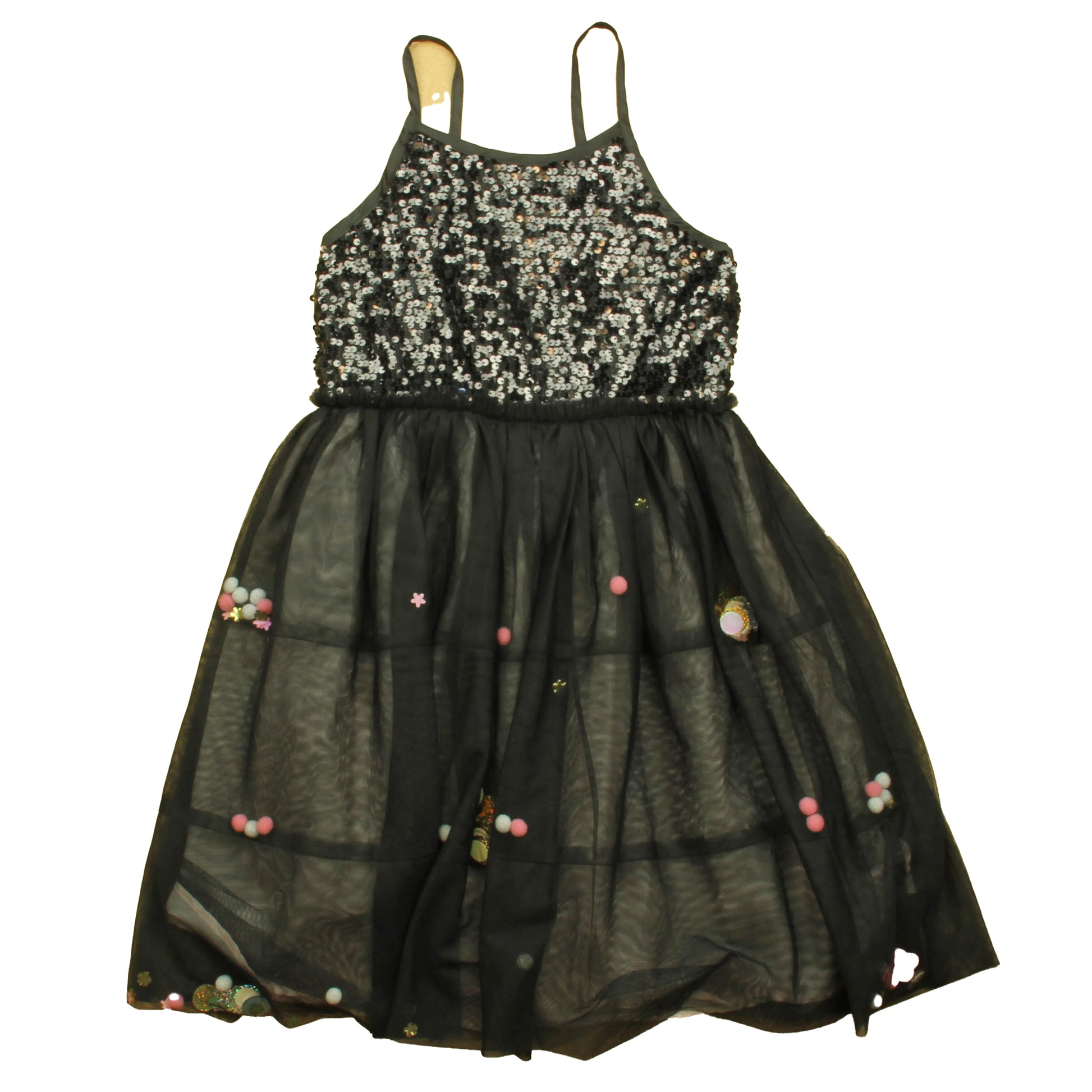 Cat & Jack Girls Black Sequins Dress Size: 7-8 Years Black Sequins