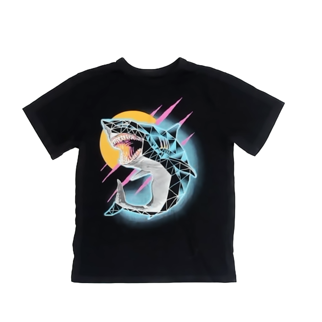 Children's Place Boys Black | Shark T-Shirt Size: S (5-6) Black | Shark