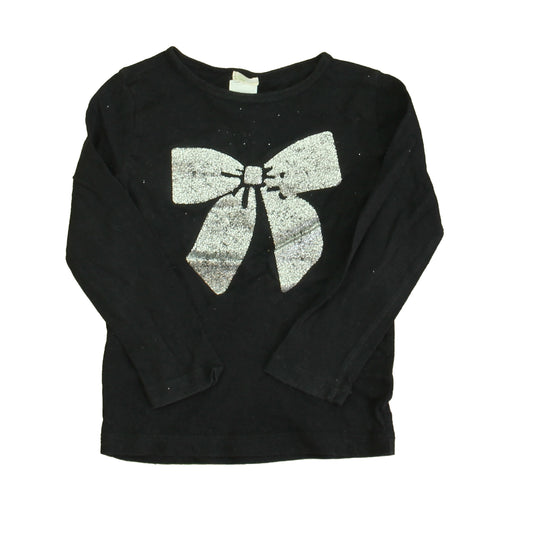 Crewcuts Girls Black | Silver Bow Long Sleeve T-Shirt Size: 3T