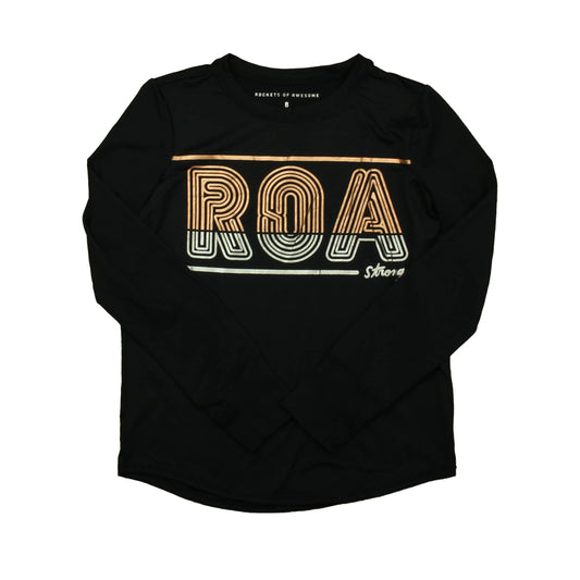 Rockets Of Awesome Girls Black | Silver | Gold Long Sleeve T-Shirt Size: 8 Years