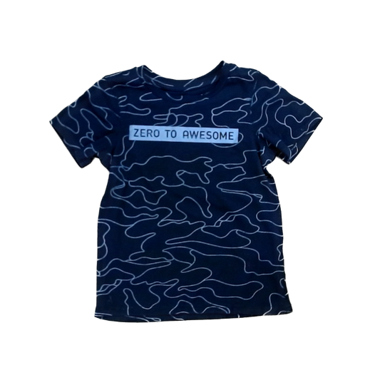 Rockets Of Awesome Boys Black | Silver Line Work | Zero to Awesome Short Sleeve Shirt Size: 3T Black | Silver Line Work | Zero to Awesome