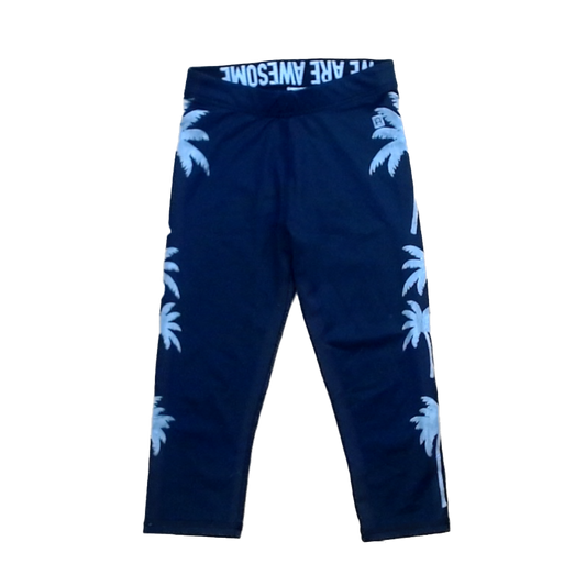 Rockets Of Awesome Girls Black | Silver Palm Trees Pants Size: 6 - 8 Years Black | Silver Palm Trees