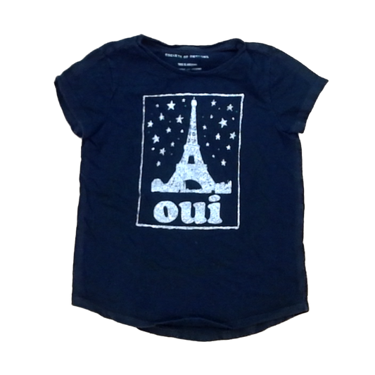 Rockets Of Awesome Girls Black | Silver Sparkle Eiffel Tower Short Sleeve Shirt Size: 6 - 7 Years Black | Silver Sparkle Eiffel Tower