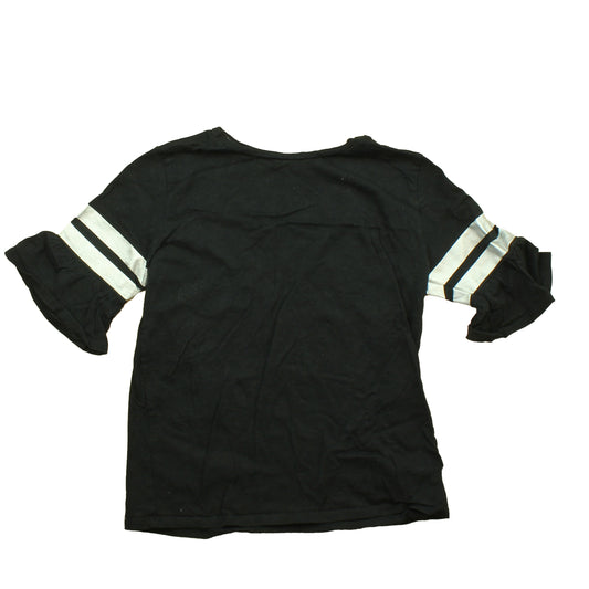 Rockets Of Awesome Girls Black | Silver | Stripes T-Shirt Size: 10-12 Years