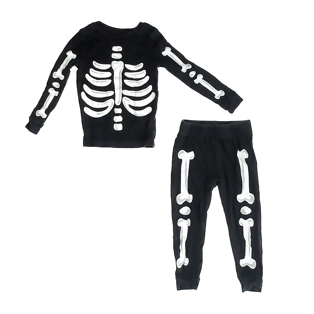 Komar Kids Boys Black Skeleton 2-piece Pajamas Size: 3T Black Skeleton