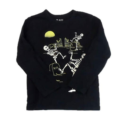 The Children's Place Boys Black Skeletons Long Sleeve T-Shirt Size: 5-6 Years Black Skeletons