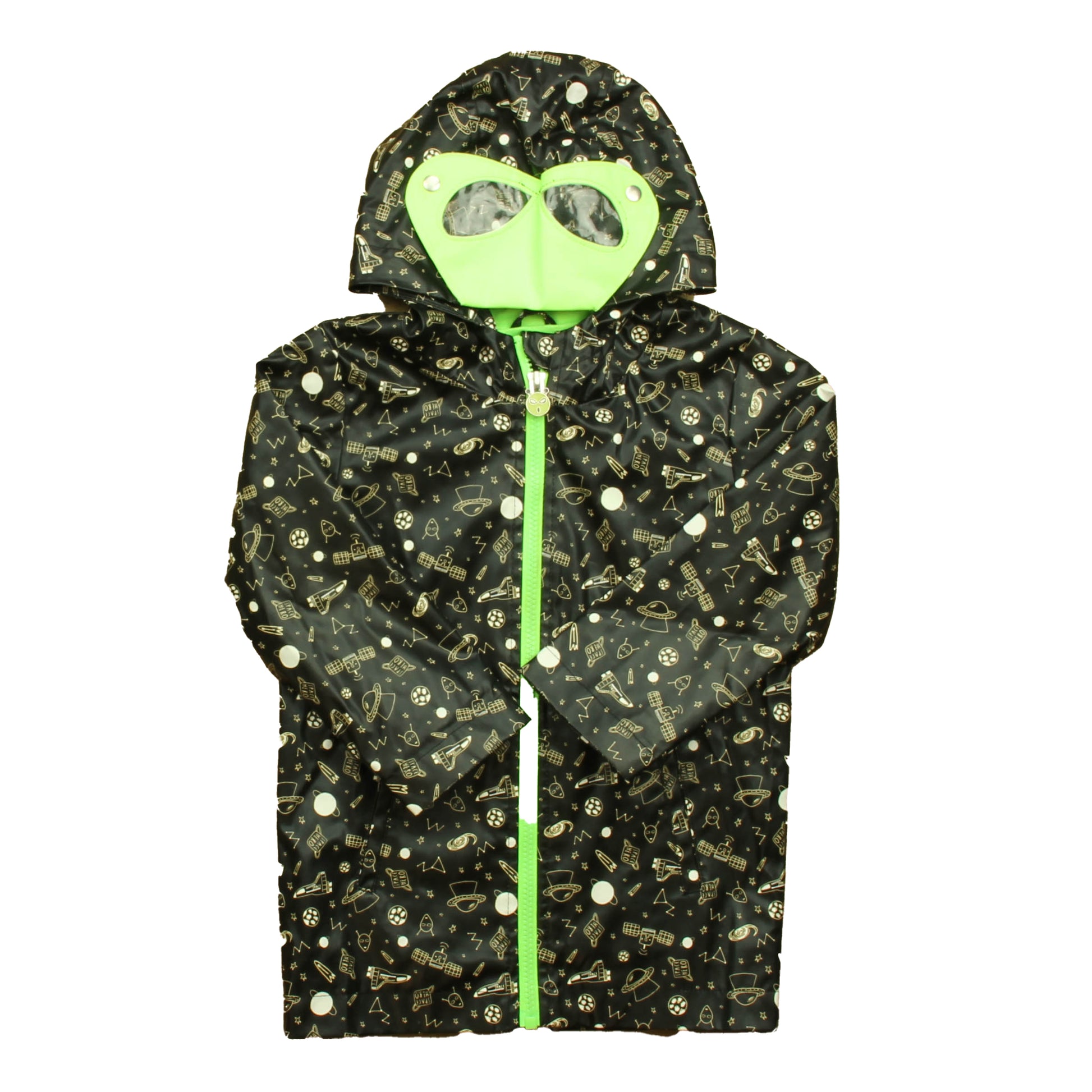 Cat & Jack Unisex Black Space Rockets Rain Coat Size: 3T Black Space Rockets