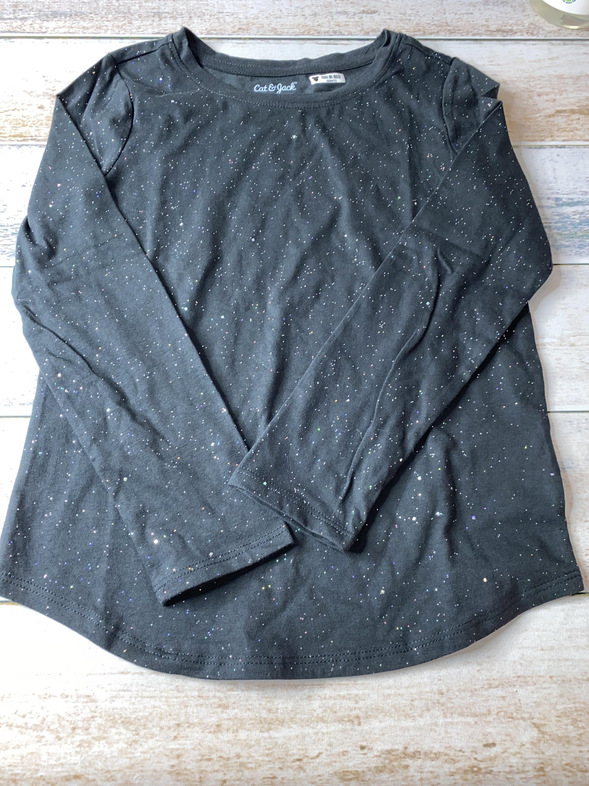 Cat & Jack Girls Black | Sparkle Long Sleeve T-Shirt Size: 8-Jul Black | Sparkle