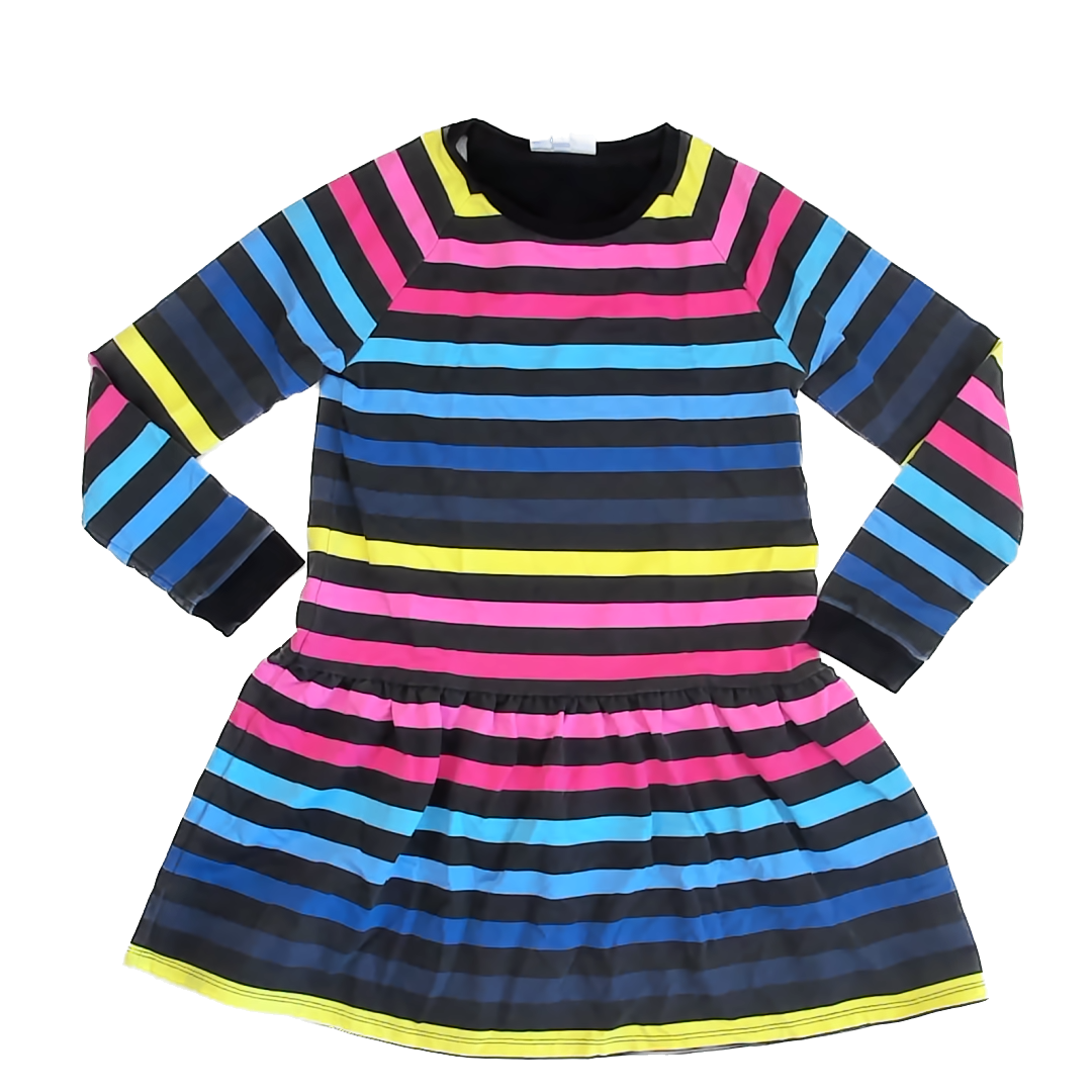 Rockets Of Awesome Girls Black Stripe Dress Size: 12 Years Black Stripe
