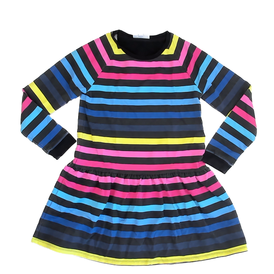 Rockets Of Awesome Girls Black Stripe Dress Size: 12 Years Black Stripe