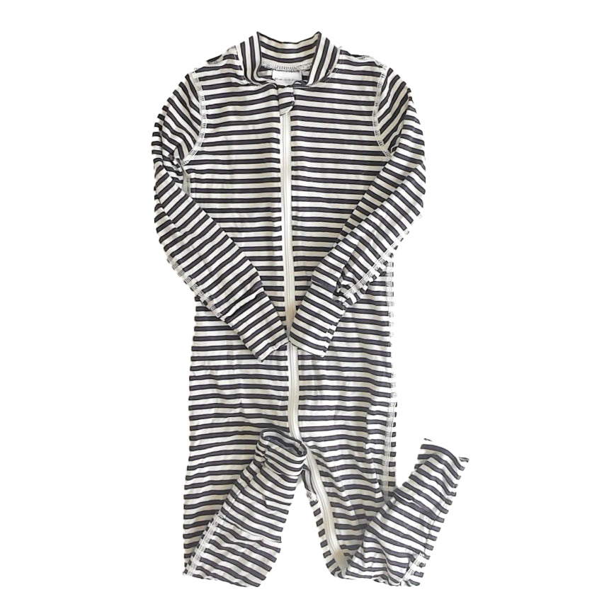 Hanna Andersson Unisex Black Stripe 1-piece Non-footed Pajamas Size: 18-24 Months Black Stripe