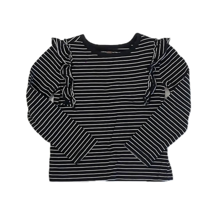 Tea Collection Girls Black Stripe Long Sleeve T-Shirt Size: 4T Black Stripe