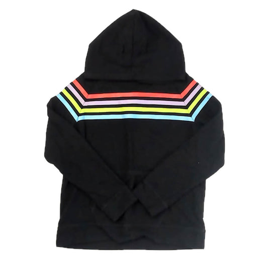 Rockets of Awesome Girls Black Stripe Hoodie Size: 10 Years Black Stripe