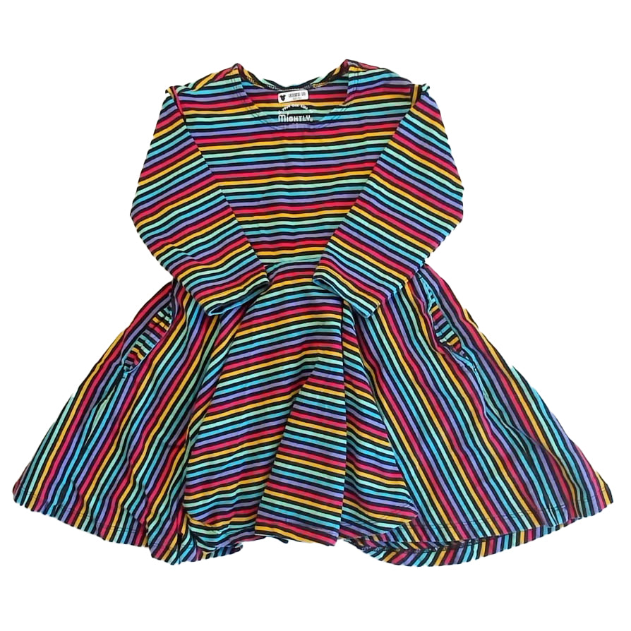 Mightly Girls Black Stripe Dress Size: 4T Black Stripe