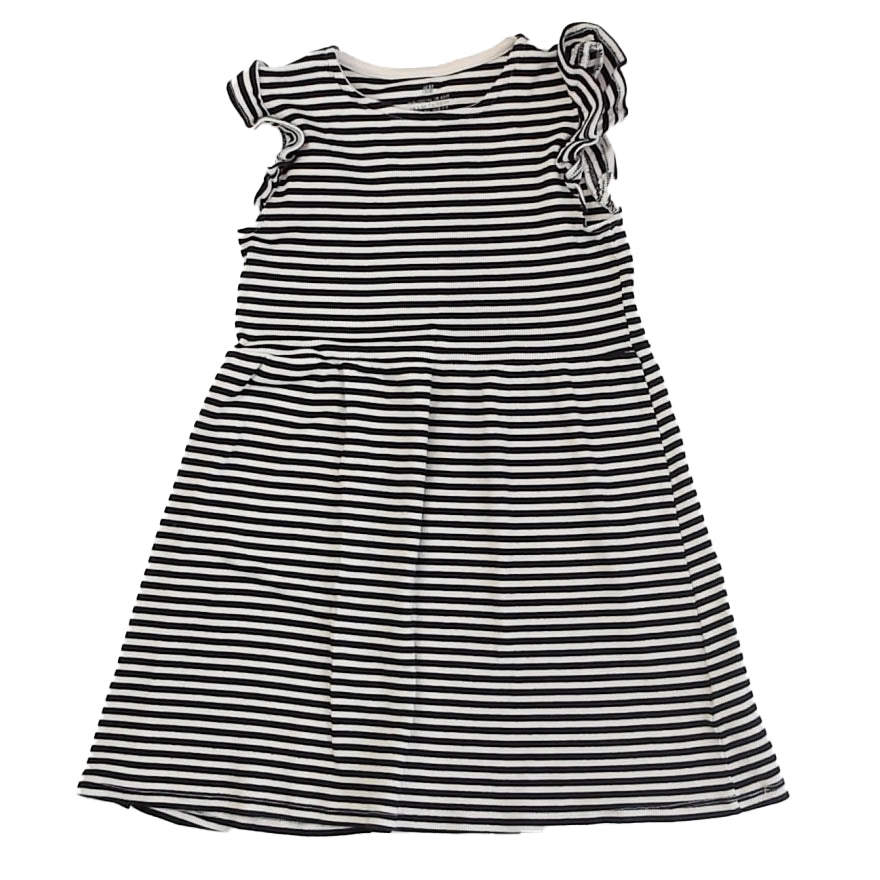 H&M Girls Black Stripe Dress Size: 6-7 Years Black Stripe