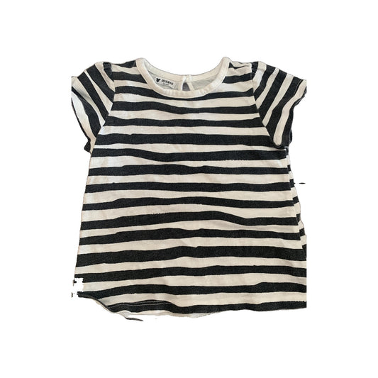 Little Starters Girls Black | Striped | White T-Shirt Size: 18-24 months Black | Striped | White