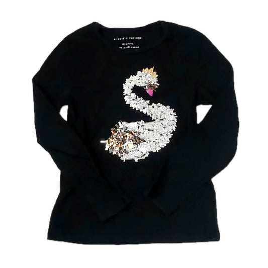 Rockets Of Awesome Girls Black Swan Long Sleeve T-Shirt Size: 10-12 Years Black Swan