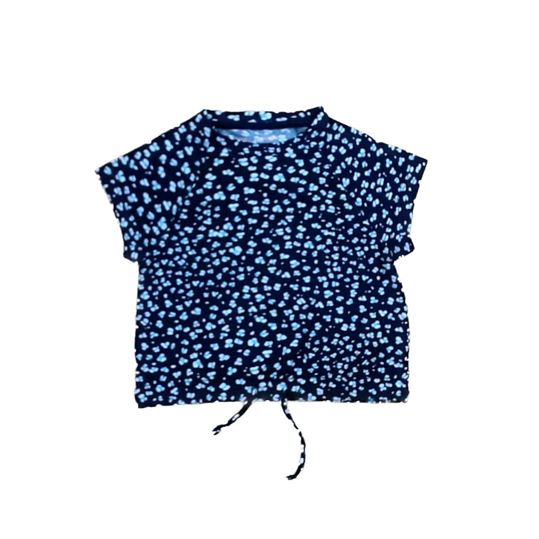 Rockets Of Awesome Girls Black | Tiny Blue Flowers Short Sleeve Shirt Size: 2T Black | Tiny Blue Flowers