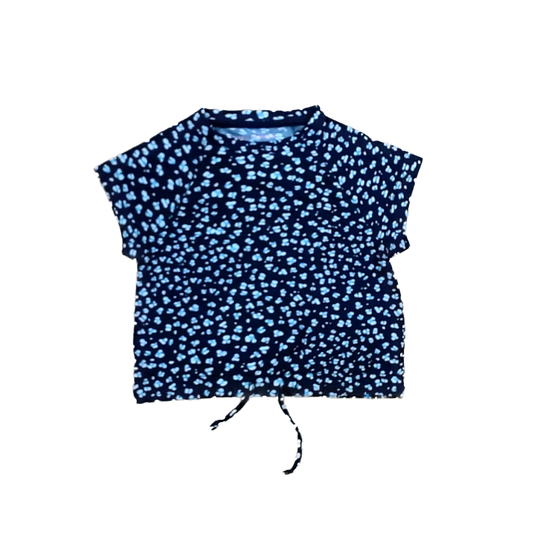 Rockets Of Awesome Girls Black | Tiny Blue Flowers Short Sleeve Shirt Size: 2T Black | Tiny Blue Flowers