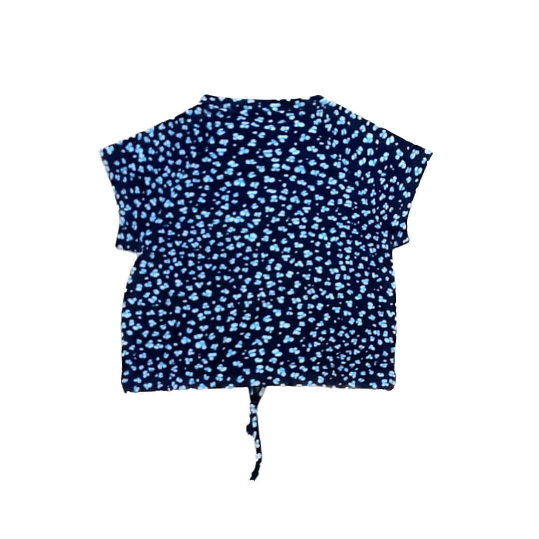 Rockets Of Awesome Girls Black | Tiny Blue Flowers Short Sleeve Shirt Size: 2T Black | Tiny Blue Flowers