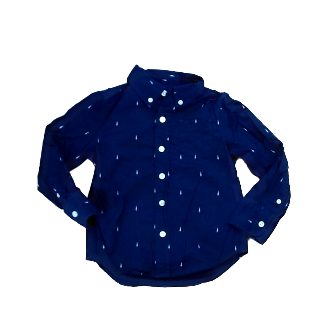 Rockets Of Awesome Boys Black | Tiny Rocket Ships Button Down Long Sleeve Size: 3T Black | Tiny Rocket Ships