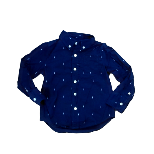 Rockets Of Awesome Boys Black | Tiny Rocket Ships Button Down Long Sleeve Size: 3T Black | Tiny Rocket Ships