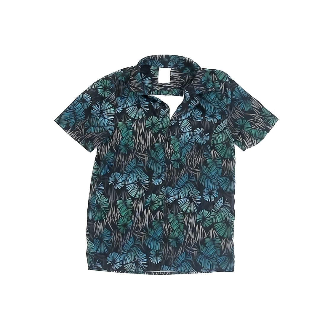 All In Motion Boys Black Tropical Button Down Short Sleeve Size: 8 Years Black Tropical