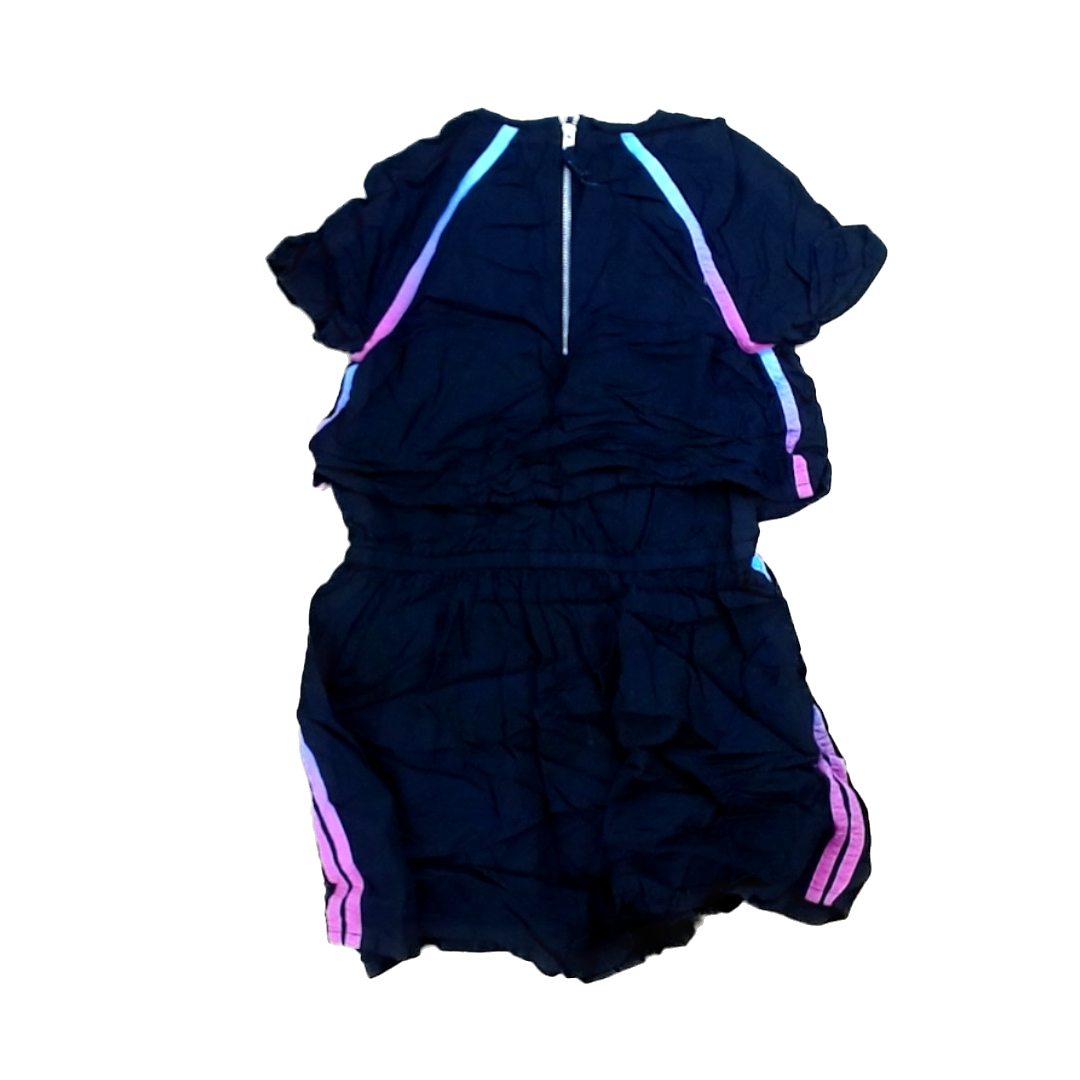 Rockets Of Awesome Girls Black | Two Tiered | Rainbow Edging Dress Size: 7 Years Black | Two Tiered | Rainbow Edging