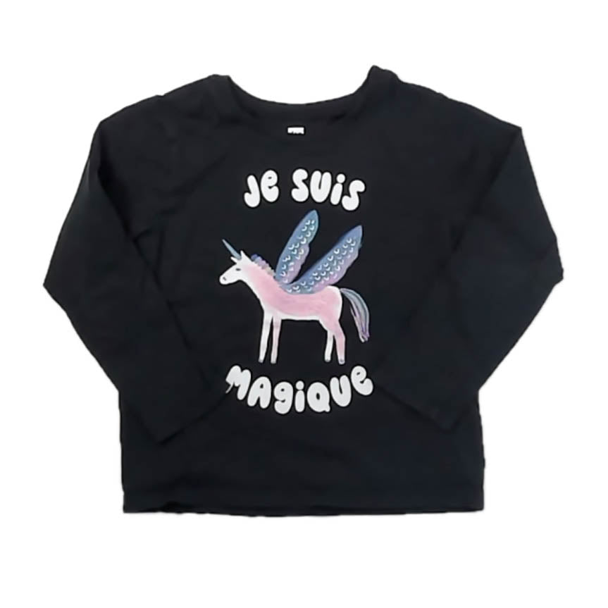 Tea Collection Girls Black Unicorn Long Sleeve T-Shirt Size: 4T Black Unicorn