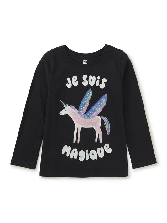 Tea Collection Girls Black Unicorn T-Shirt Size: 8 Years Black Unicorn