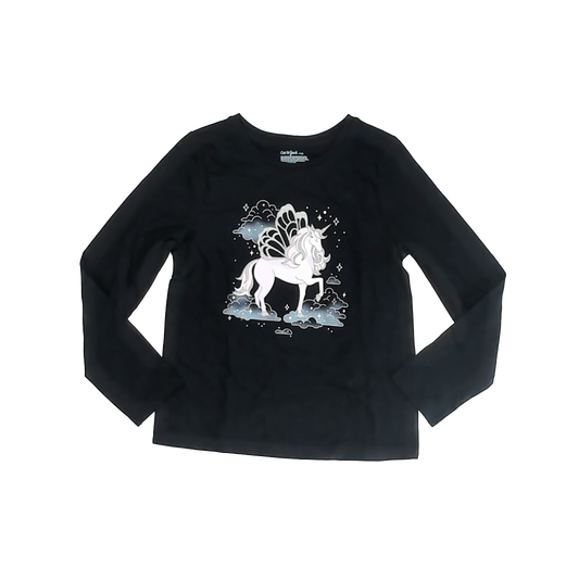 Cat & Jack Girls Black Unicorn Long Sleeve T-Shirt Size: 10-12 Years Black Unicorn
