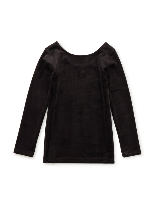 Tea Collection Girls Black Velour Long Sleeve Shirt Size: 5T Black Velour