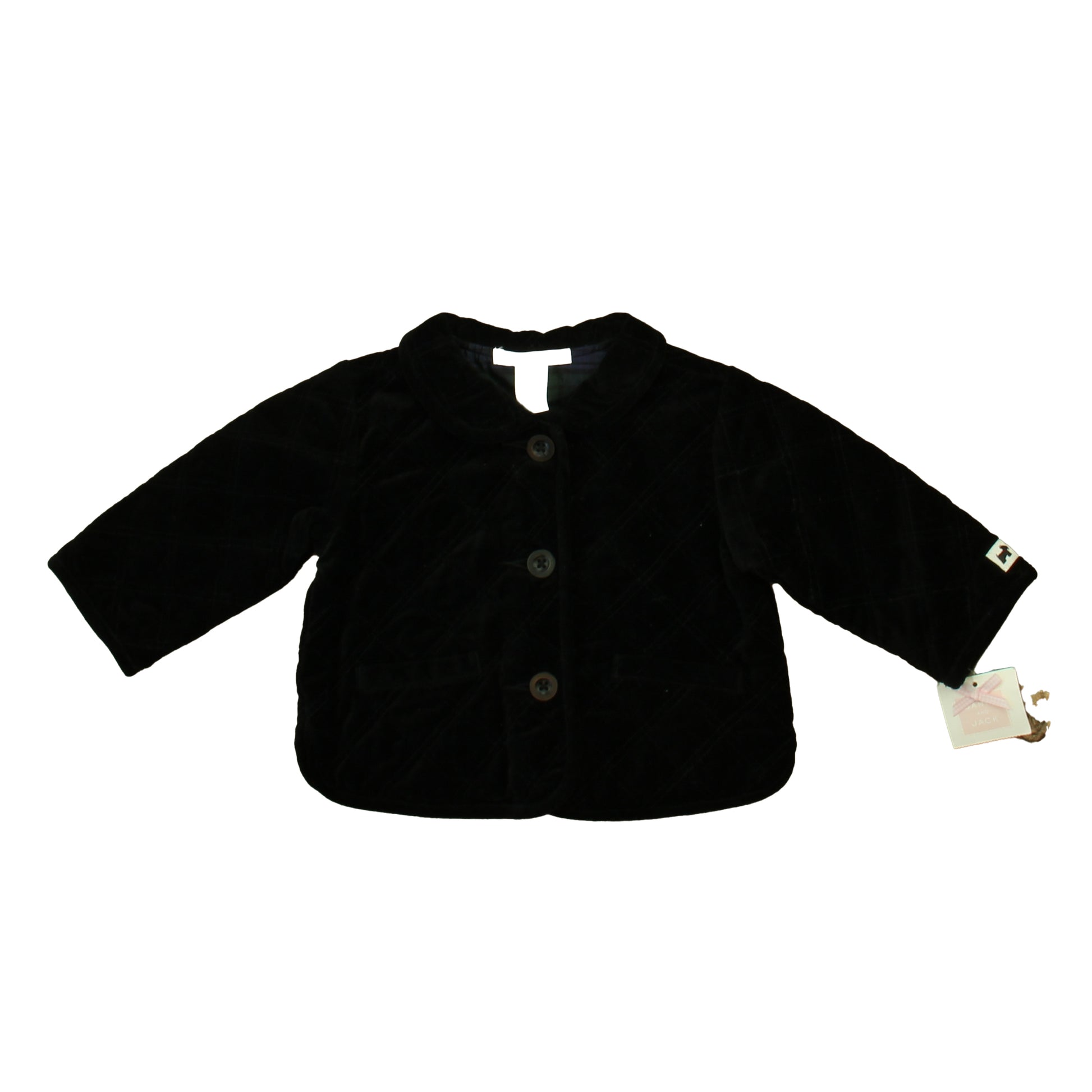 Janie and Jack Boys Black Velour Jacket Size: 6-12 Months Black Velour