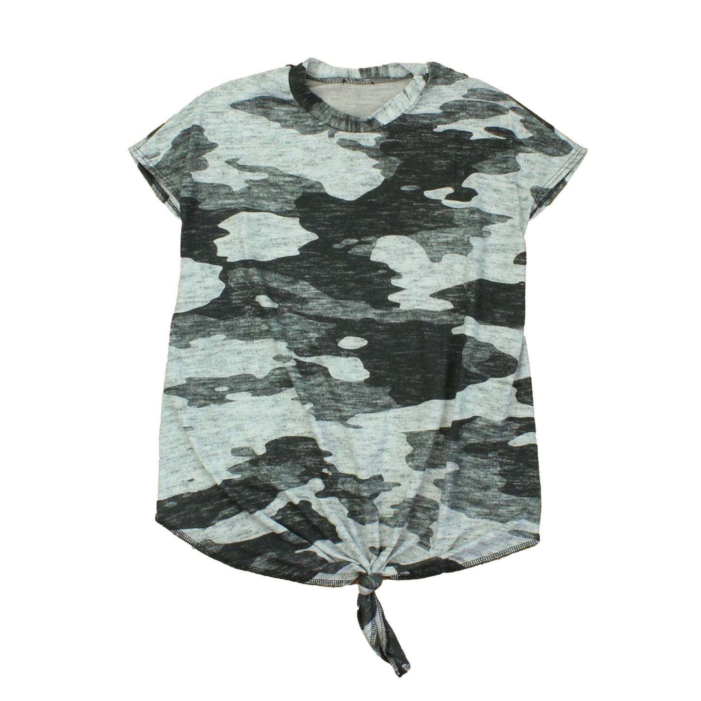 Terez Girls Black | White Camo Short Sleeve Shirt Size: 6 Years