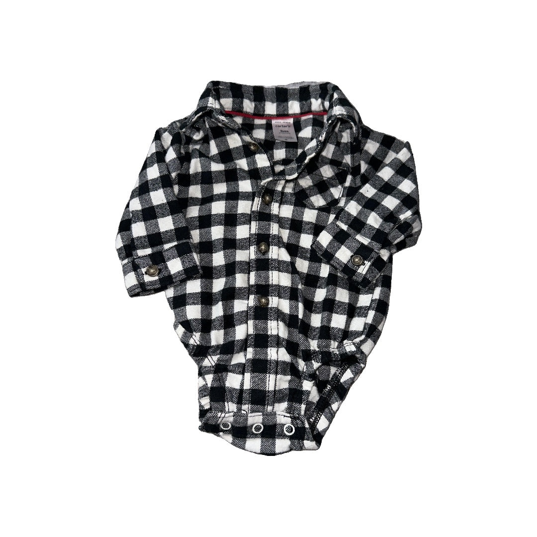 Carters Boys Black | White | Check Onesie Size: 3 months Black | White | Check