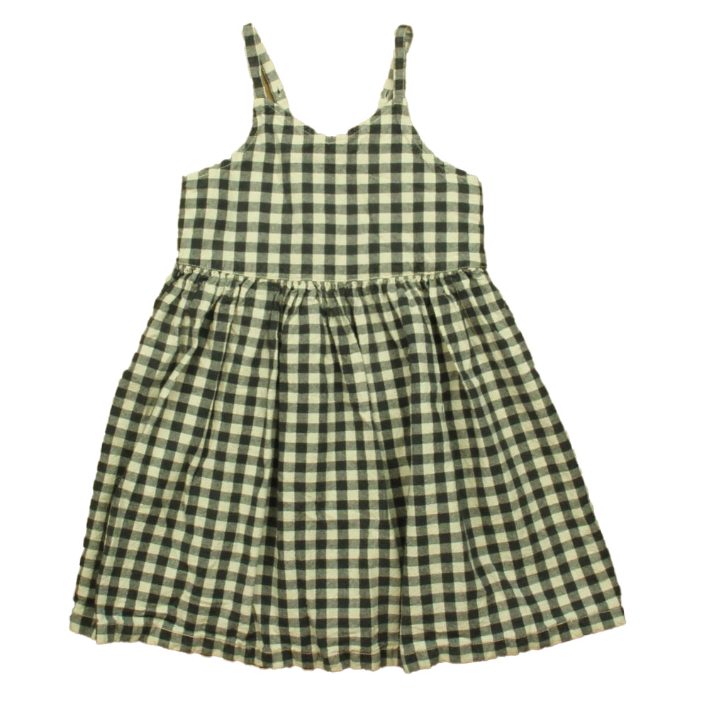 Tea Collection Girls Black | White Check Dress Size: 7 Years Black | White Check