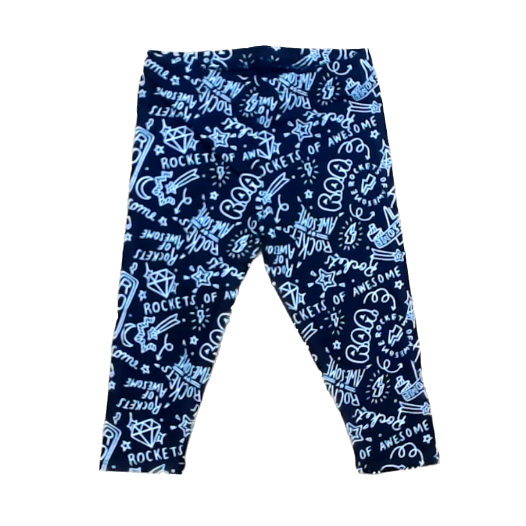 Rockets Of Awesome Girls Black | White Doodles Pants Size: 6 - 12 Years Black | White Doodles