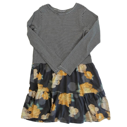 Tea Collection Girls Black | White Floral Dress Size: 10 Years Black | White Floral